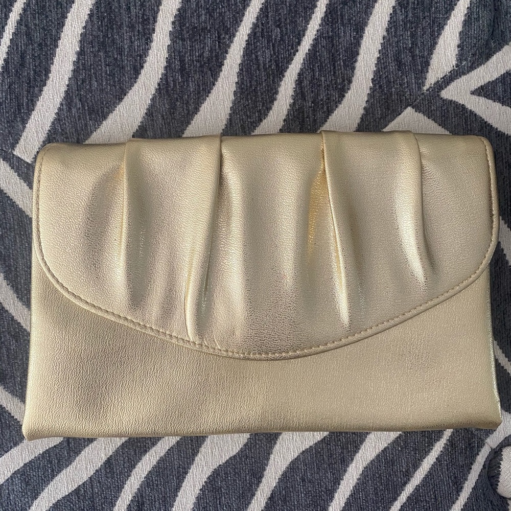 Vintage gold clutch, faux leather